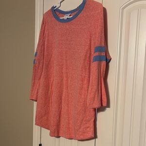 LuLaRoe Coral and Blue Tee
